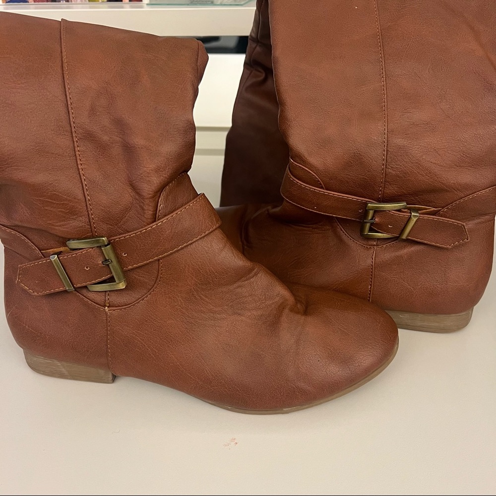 Knee high camel boots